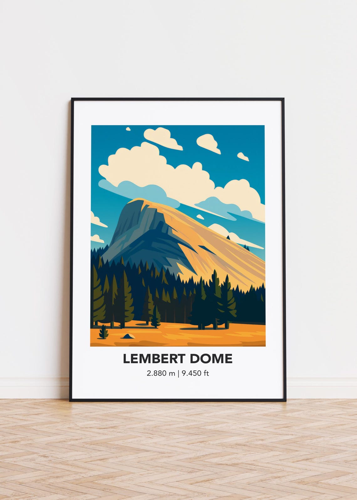 Lembert Dome Modern Minimalist Granite Peak Golden Forest Art Poster