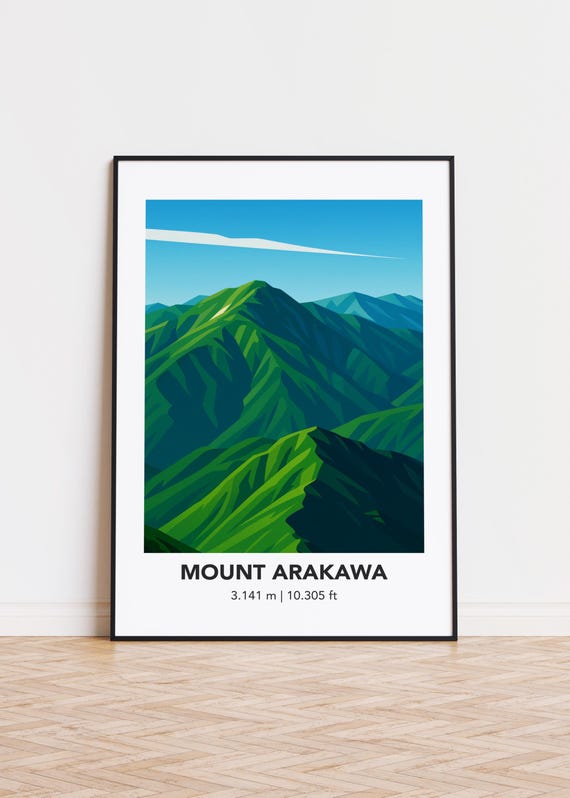Mount Arakawa Illustration, Modern Mountain Poster