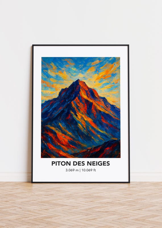 Piton Des Neiges Poster Modern Mountain Art Print