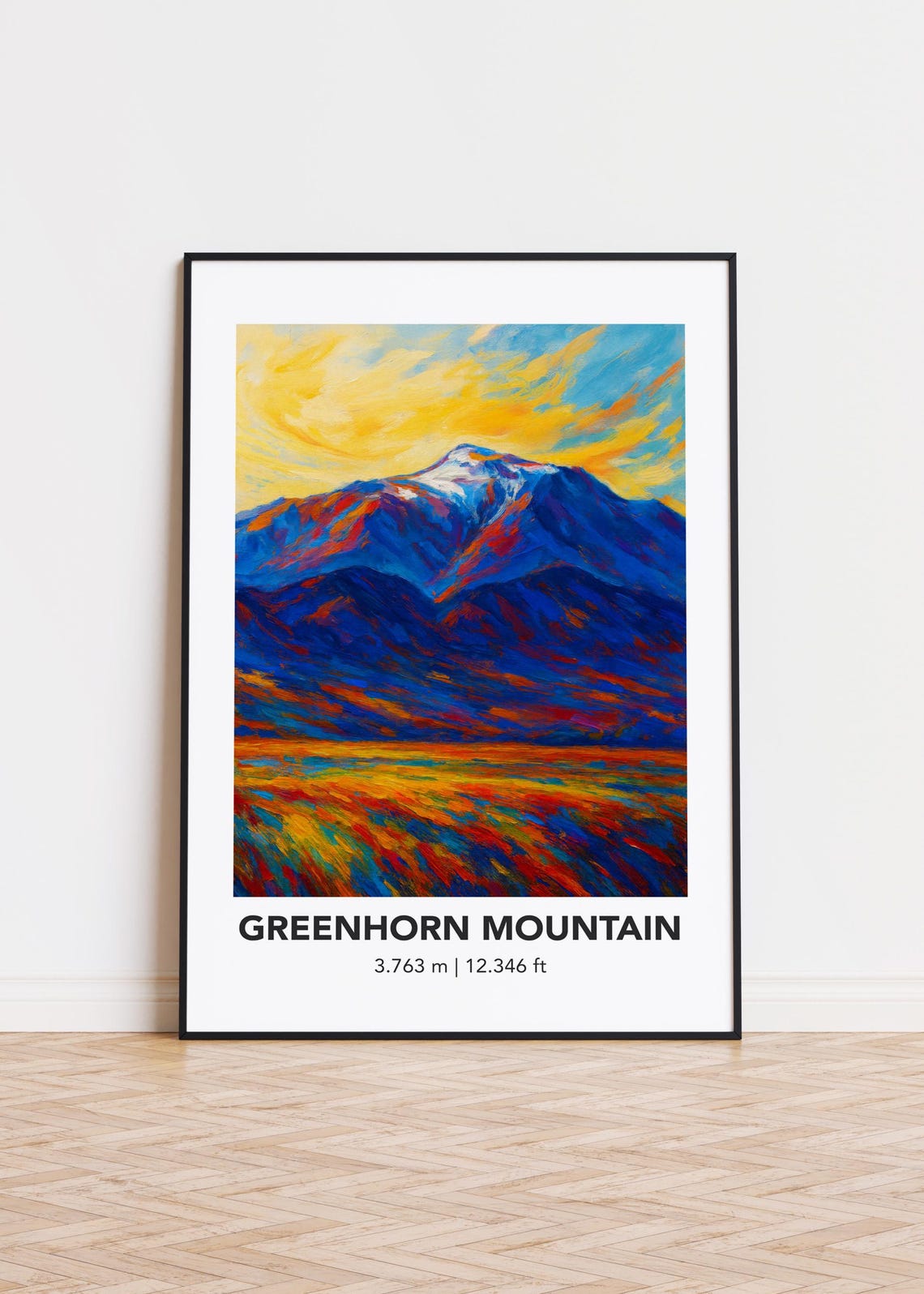 Greenhorn Mountain 3763 M Golden Sunset Valley Painting Poster