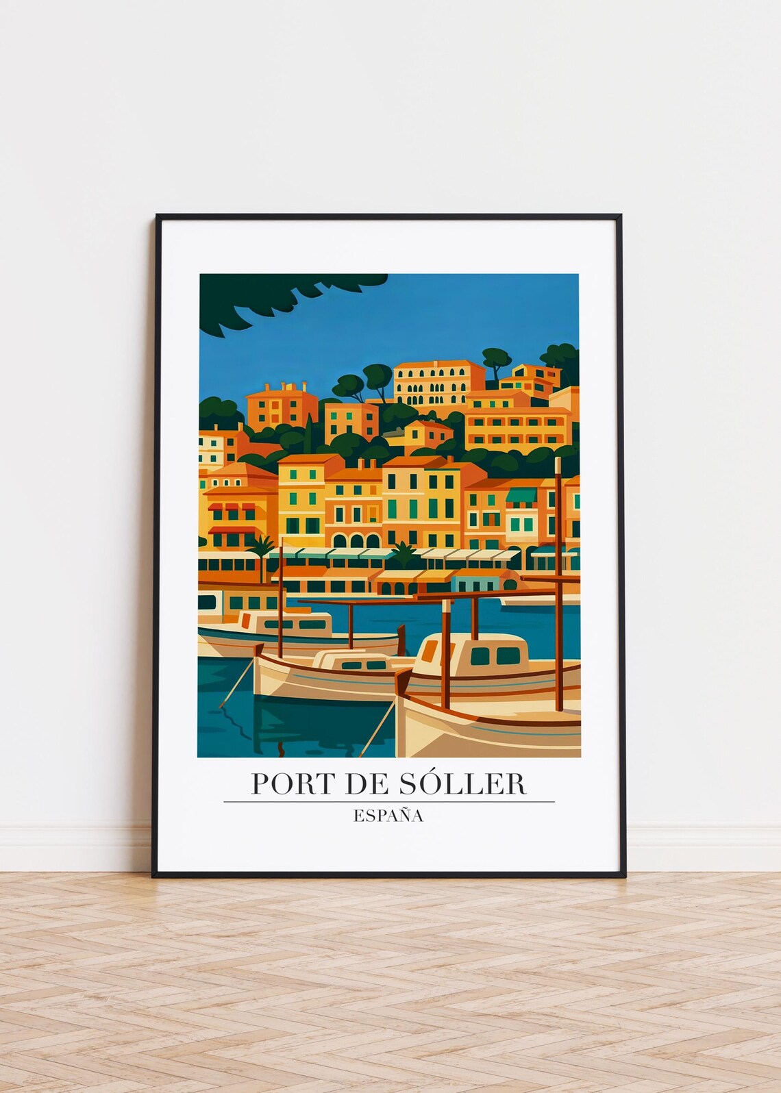 Port De Sller Illustration, Modern Travel Poster