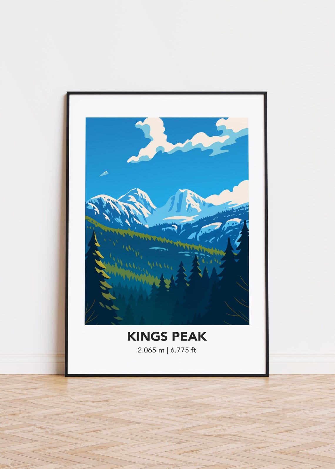 Kings Peak Mountain Print Modern Minimalist Art Poster