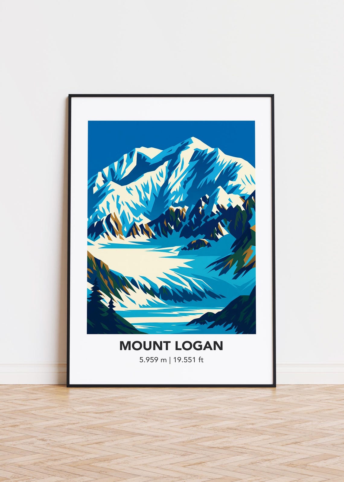 Mount Logan Art Print, Modern Mountain Illustration