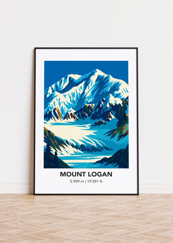 Mount Logan Art Print, Modern Mountain Illustration