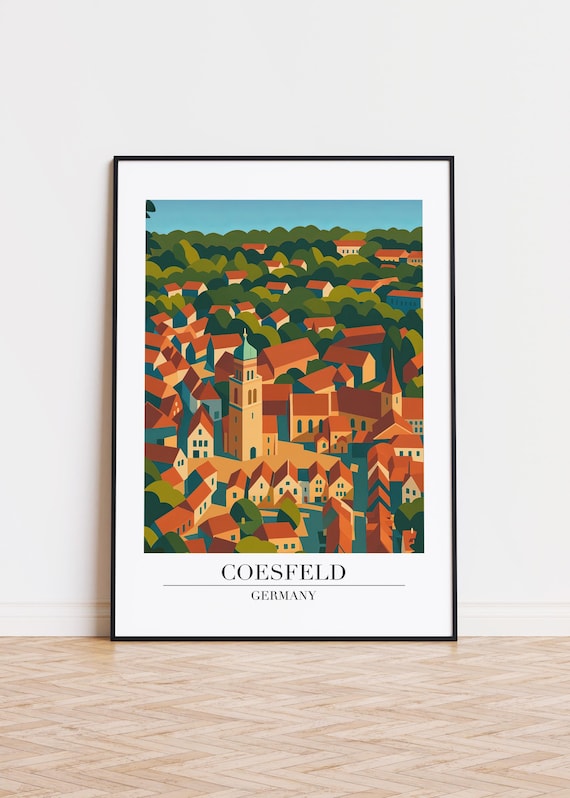Coesfeld Germany Old Town Rooftops Aerial View Travel Poster