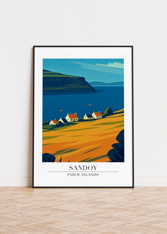 Sandoy Faroe Islands Poster Modern Scandinavian Art Print