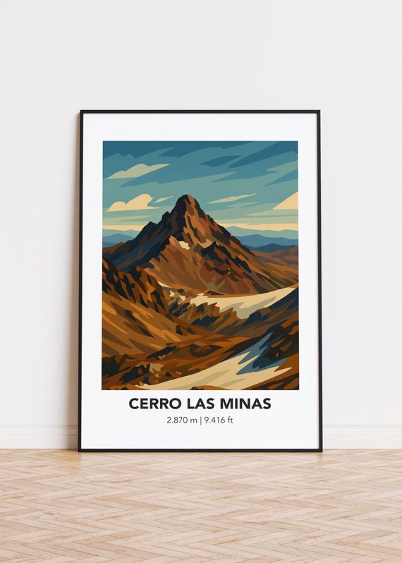Cerro Las Minas Poster Mountain Illustration Nature Art