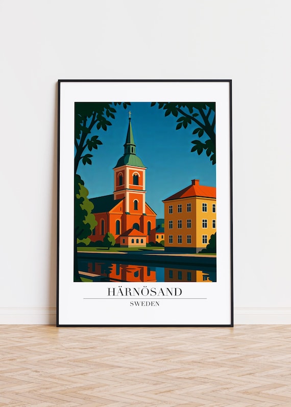 Hrnsand Sweden Poster City Illustration Art Print