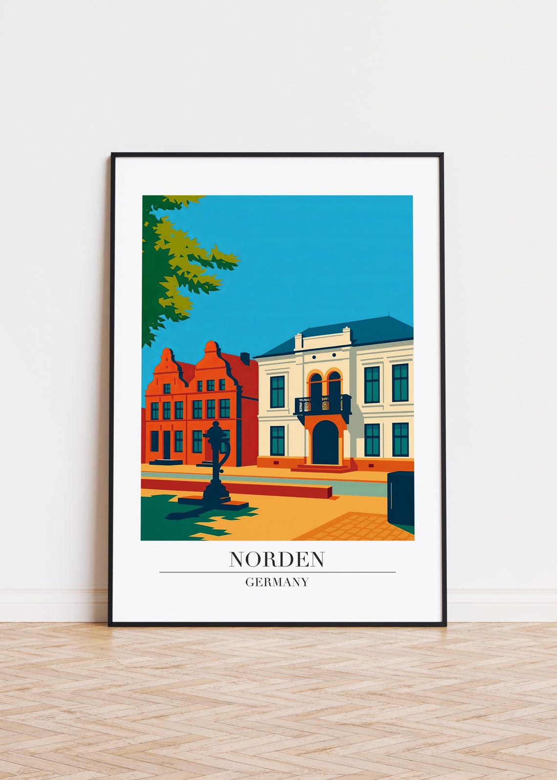 Norden Germany Historic Market Square Old Buildings Travel Poster