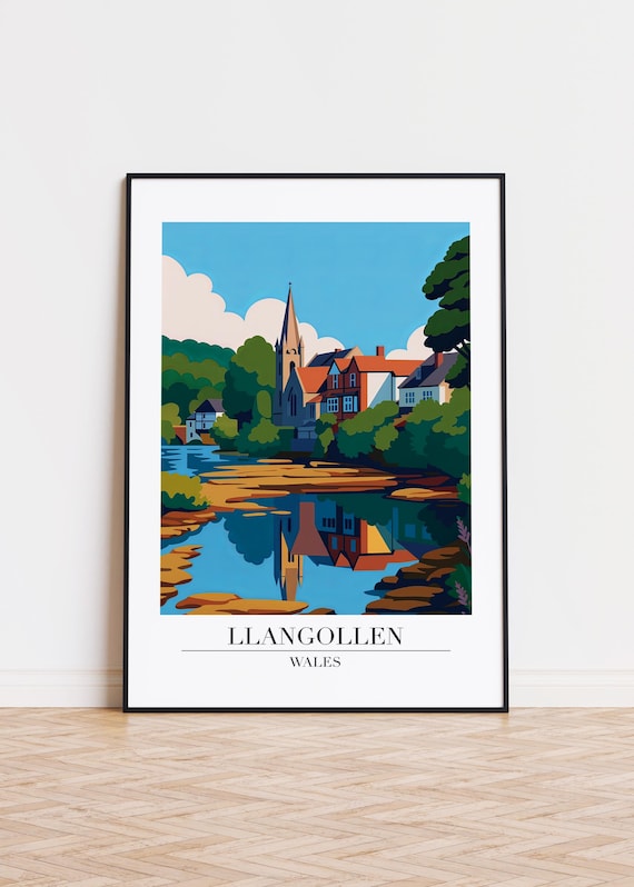 Llangollen Wales Poster Modern Illustration Art Print