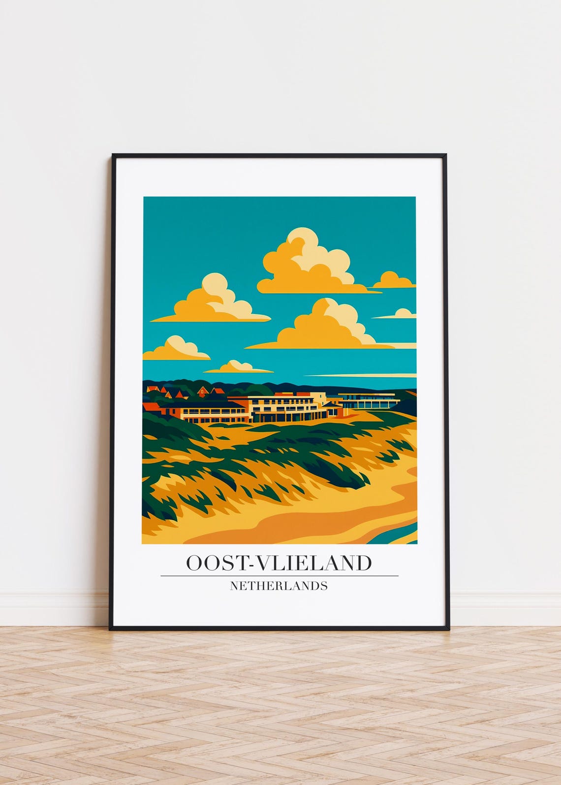 Oost-Vlieland Netherlands Travel Poster Dunes Beach Resort Decor Art