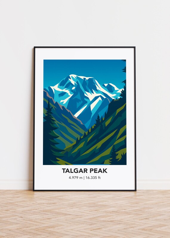 Talgar Peak Illustration Art Print Mountain Poster