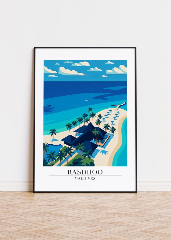 Rasdhoo Maldives Tropical Beach Resort Island Travel Art Poster
