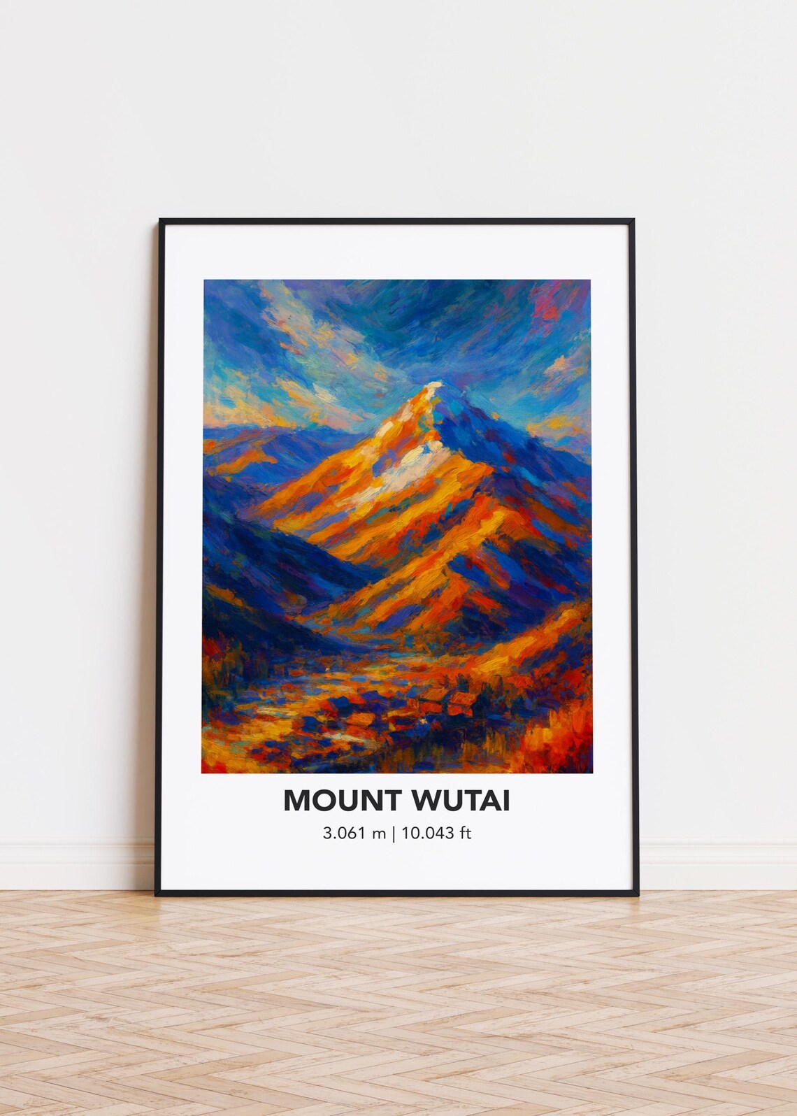 Mount Wutai 3061m Bold Modern Oil Painting Style Mountain Travel Poster