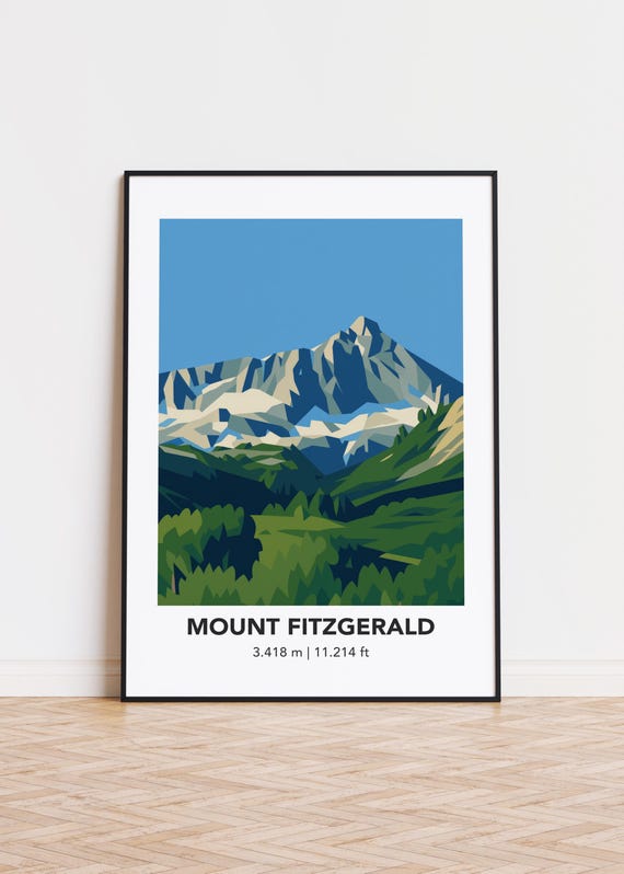 Mount Fitzgerald Art Print Mountain Illustration Poster