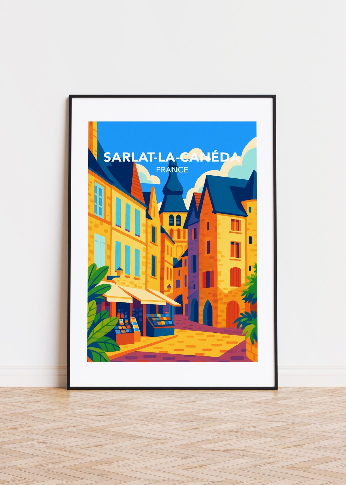 Sarlat-La-Canéda France Poster, City Skyline Art Print