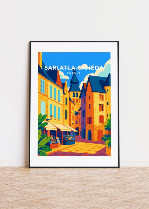 Sarlat-La-Canéda France Poster, City Skyline Art Print