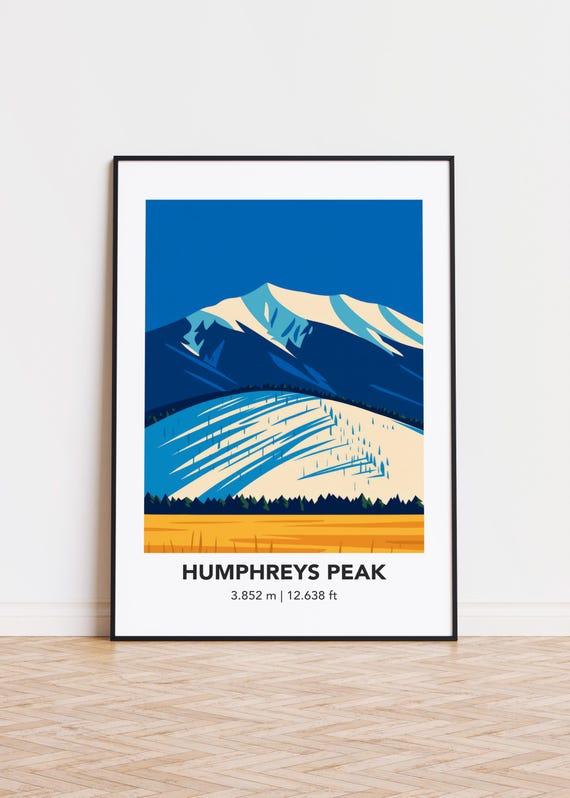 Humphreys Peak Poster Mountain Illustration Art Print