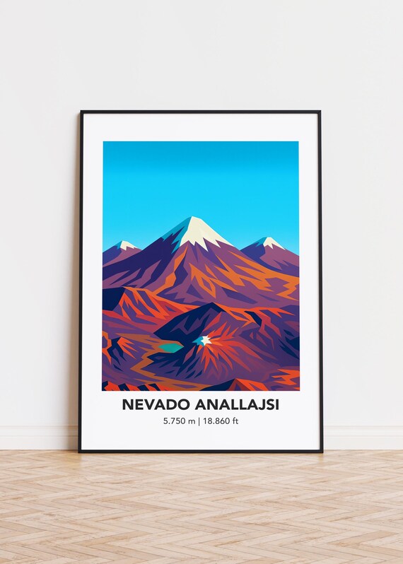 Nevado Anallajsi Mountain Illustration Art Print Modern Minimalist Poster