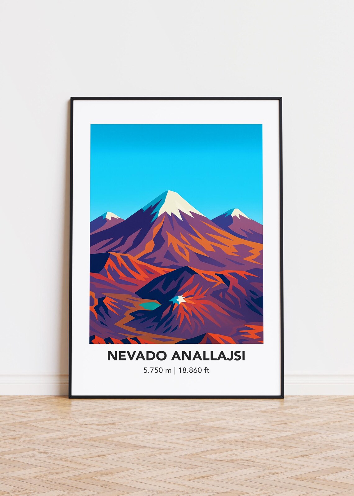 Nevado Anallajsi Mountain Illustration Art Print Modern Minimalist Poster