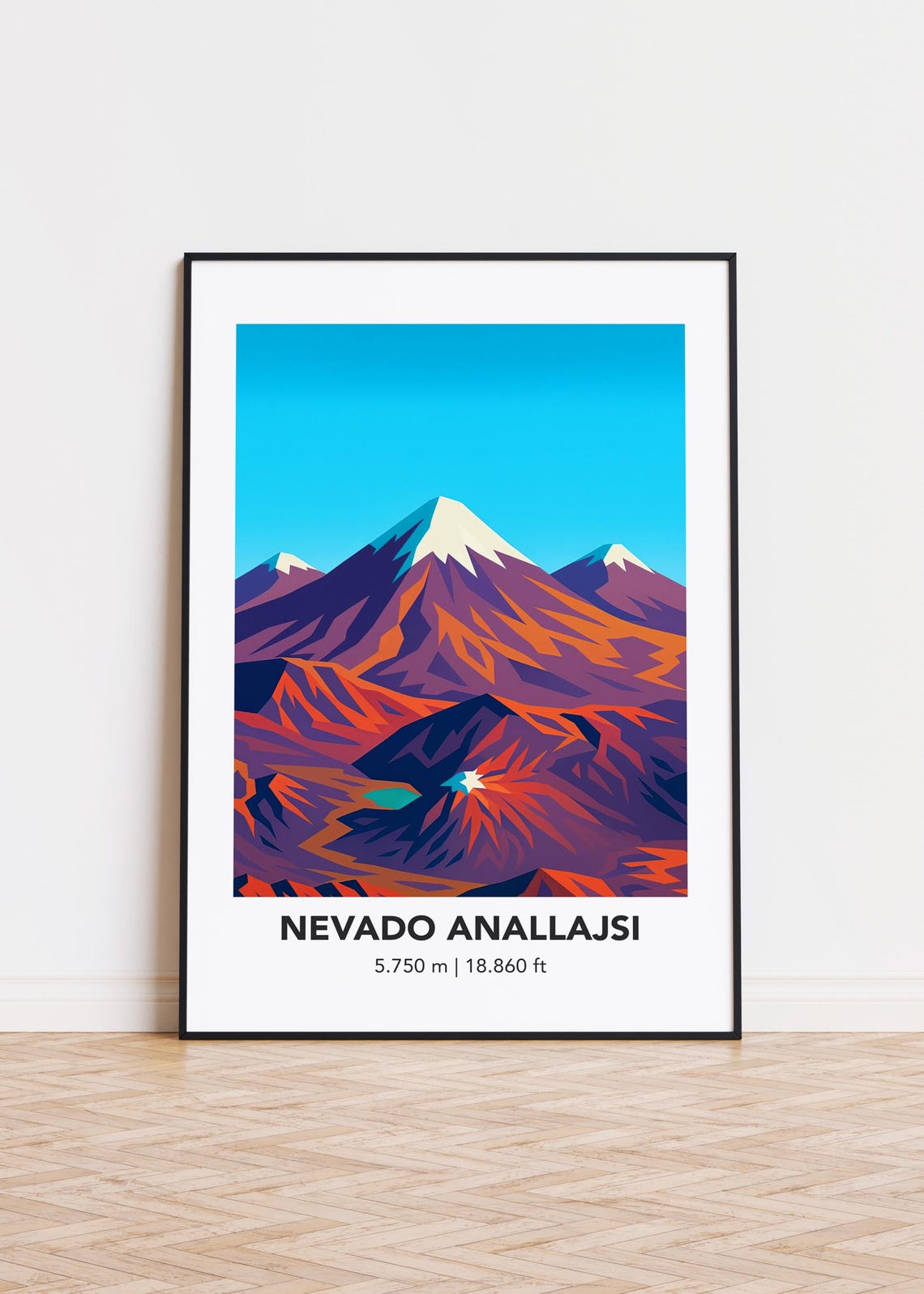 Nevado Anallajsi Purple Orange Peaks Lake Travel Style Poster