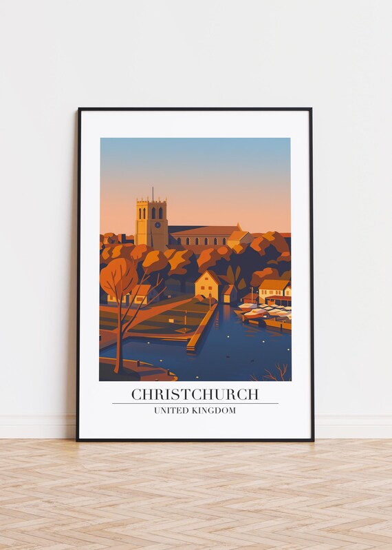 Christchurch Illustration Art Print Uk Travel Poster