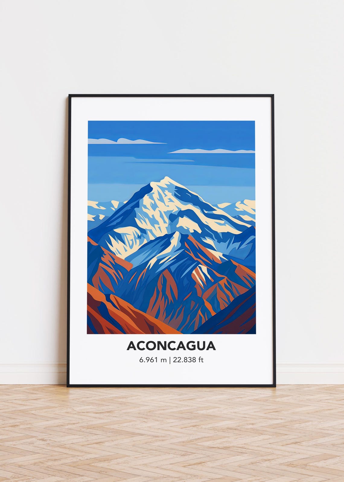 Aconcagua Mountain Modern Travel Poster