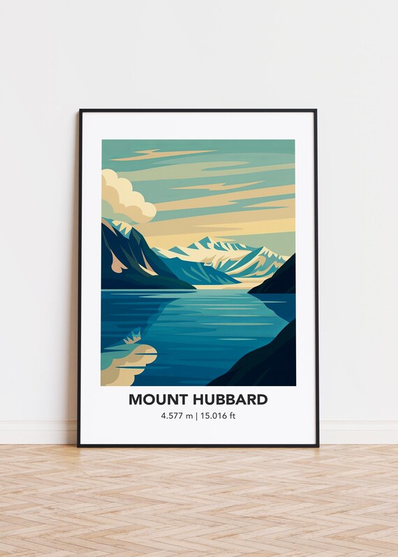 Mount Hubbard Art Print Modern Mountain Illustration