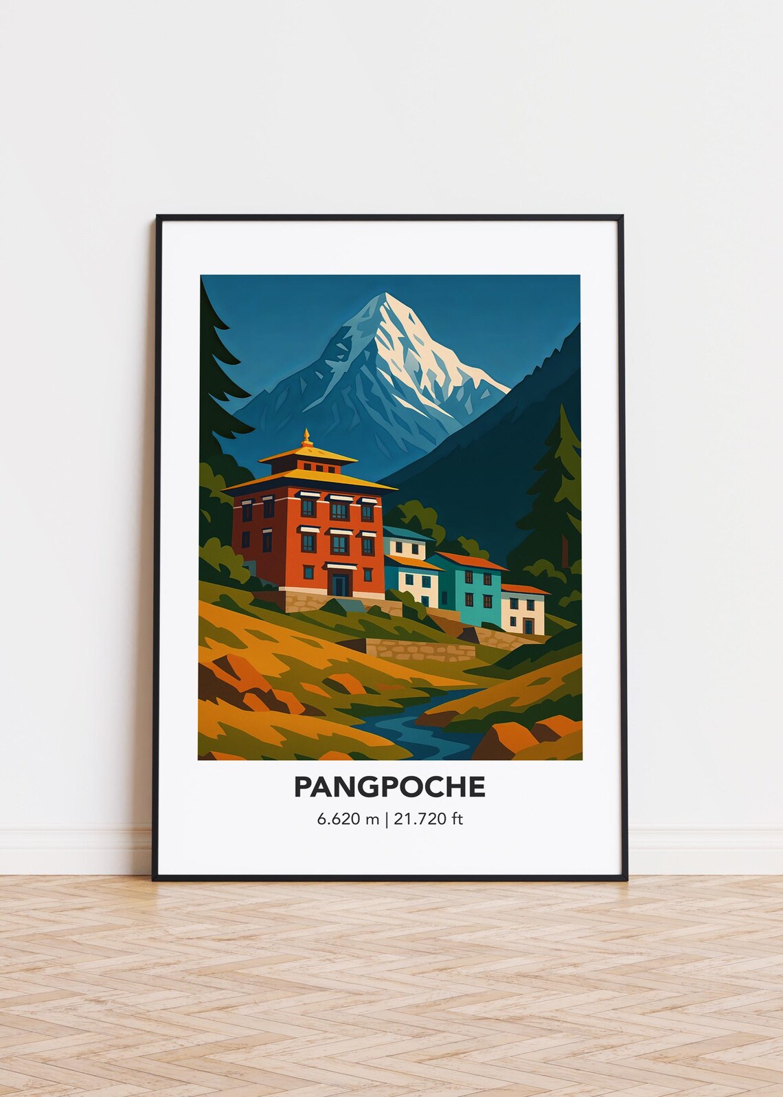 Pangpoche Mountain Illustration, Travel Poster