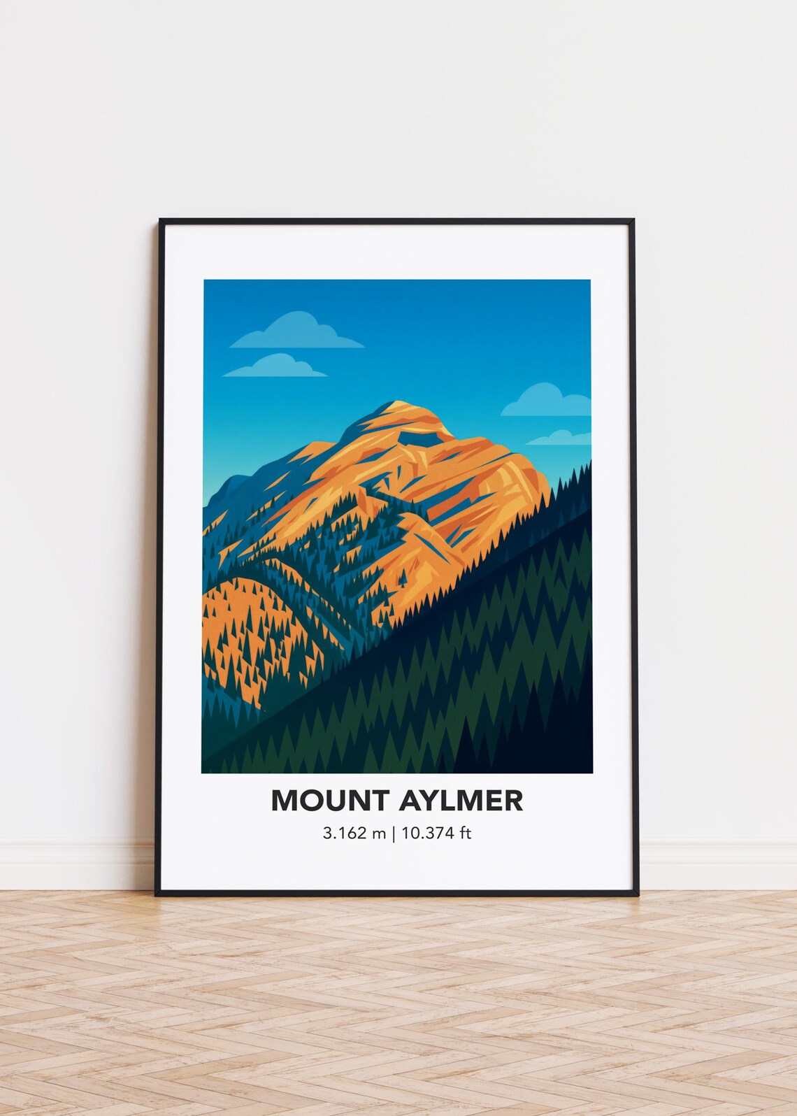 Mount Aylmer Poster Print, Mountain Illustration