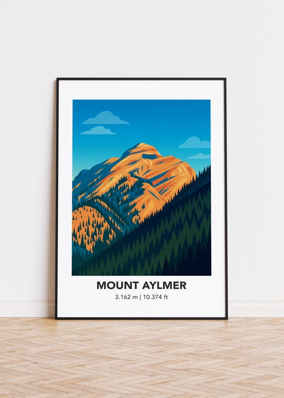Mount Aylmer Poster Print, Mountain Illustration