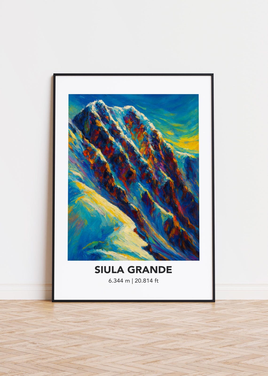 Siula Grande 6344m Vibrant Expressionist Mountain Peak Poster