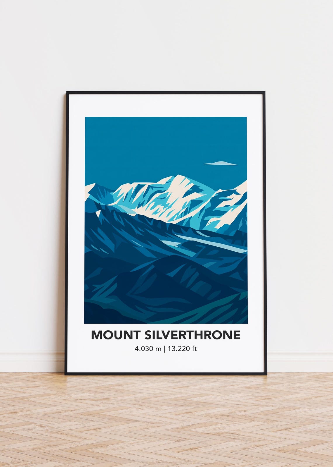 Mount Silverthrone Blue Monochrome Snowy Peaks Travel Poster