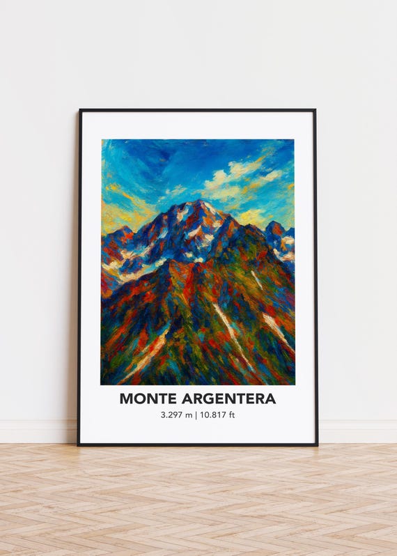 Monte Argentera Mountain Print Modern Oil Painting Style Art Poster