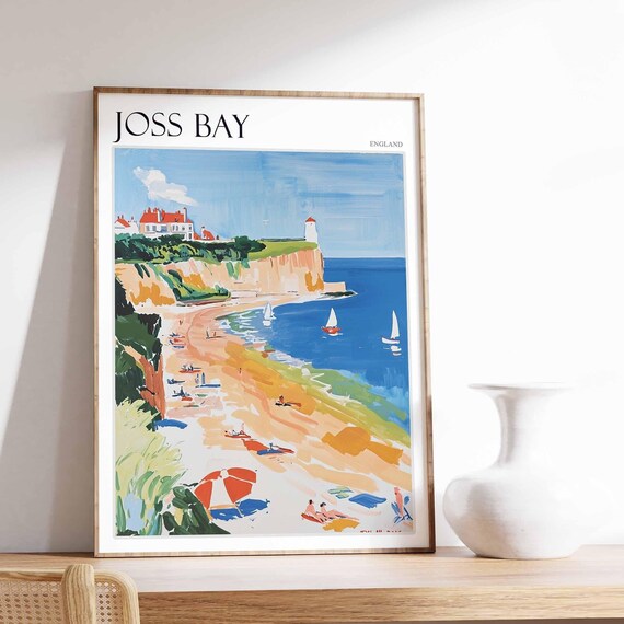 Joss Bay Poster Uk Landscape Surfing Poster British Seaside Poster Beach House Decor Joss Bay Travel Print Joss Bay Print Uk Wall Art
