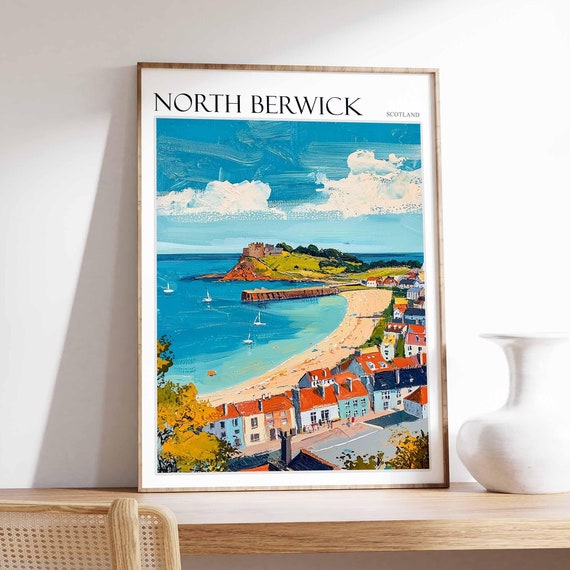 North Berwick Coastal Travel Poster, Scottish Decor