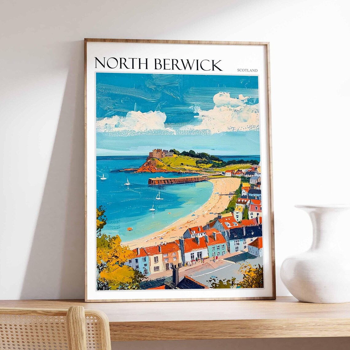 North Berwick Coastal Travel Poster, Scottish Decor