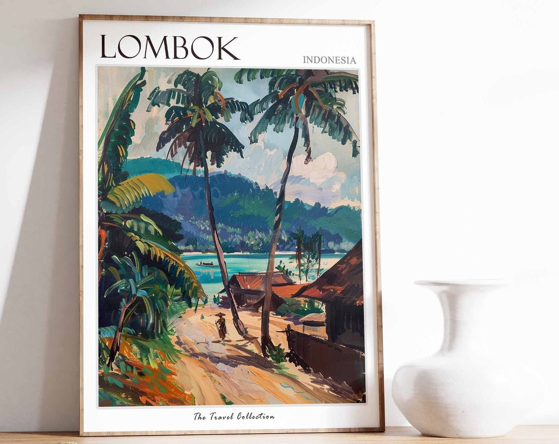 Lombok Poster Indonesia Travel Print Indonesian Decor Asia Travel Poster Asian Wall Art Sea Print Lombok Gift Lombok Travel Poster