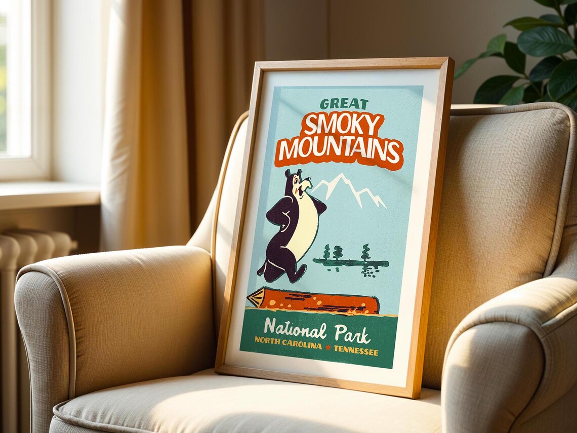 Retro Smoky Mountains Travel Poster, National Park - Image 2