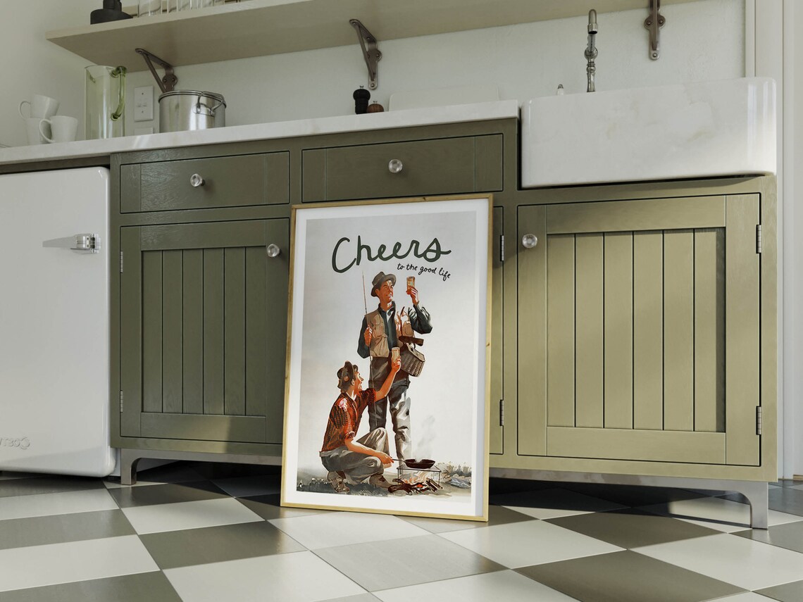 Beer Cheers Bar Print, Bar Cart Decor Art Print