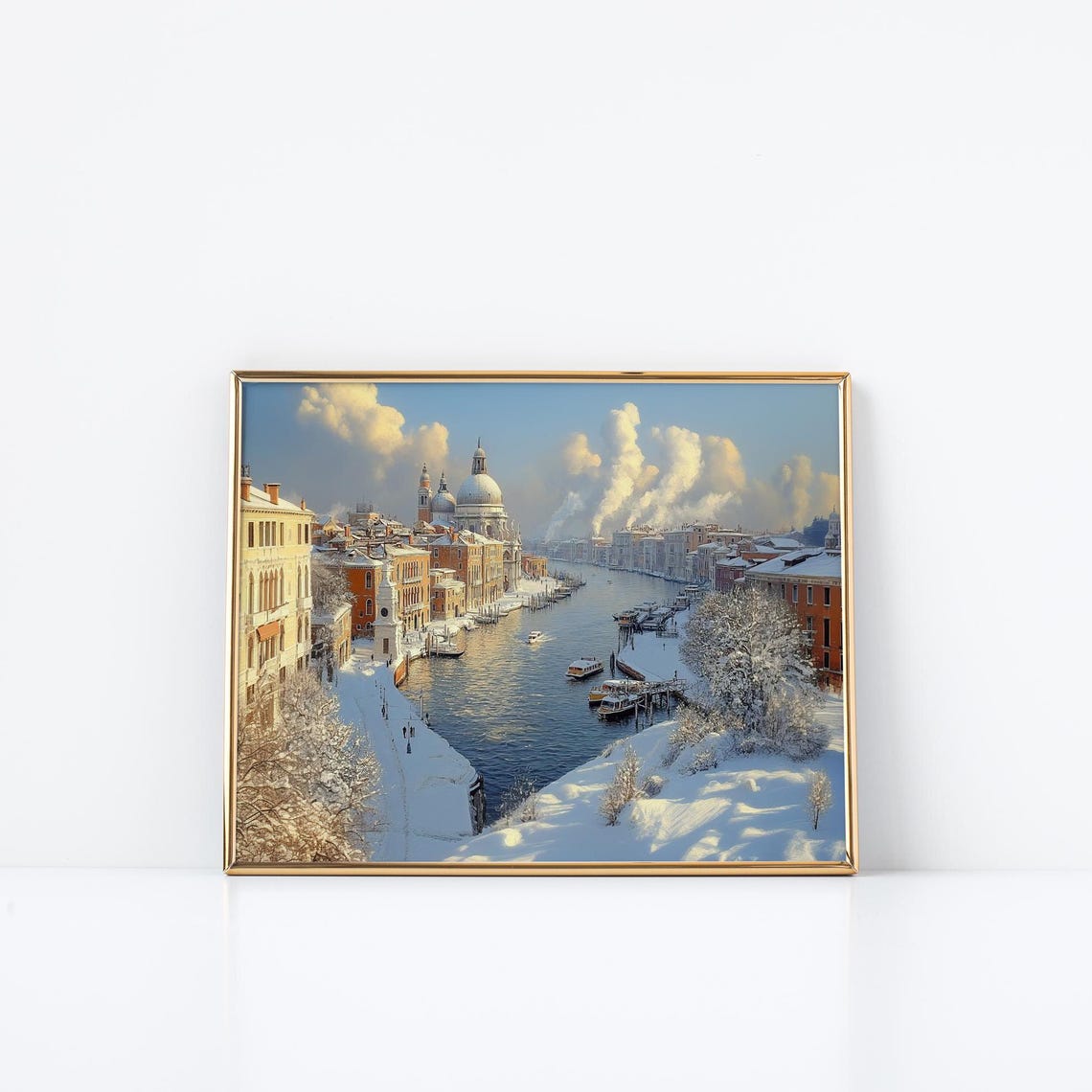 Dreamy Venice Canal Winter Snow Romantic Grand Canal Italy Poster