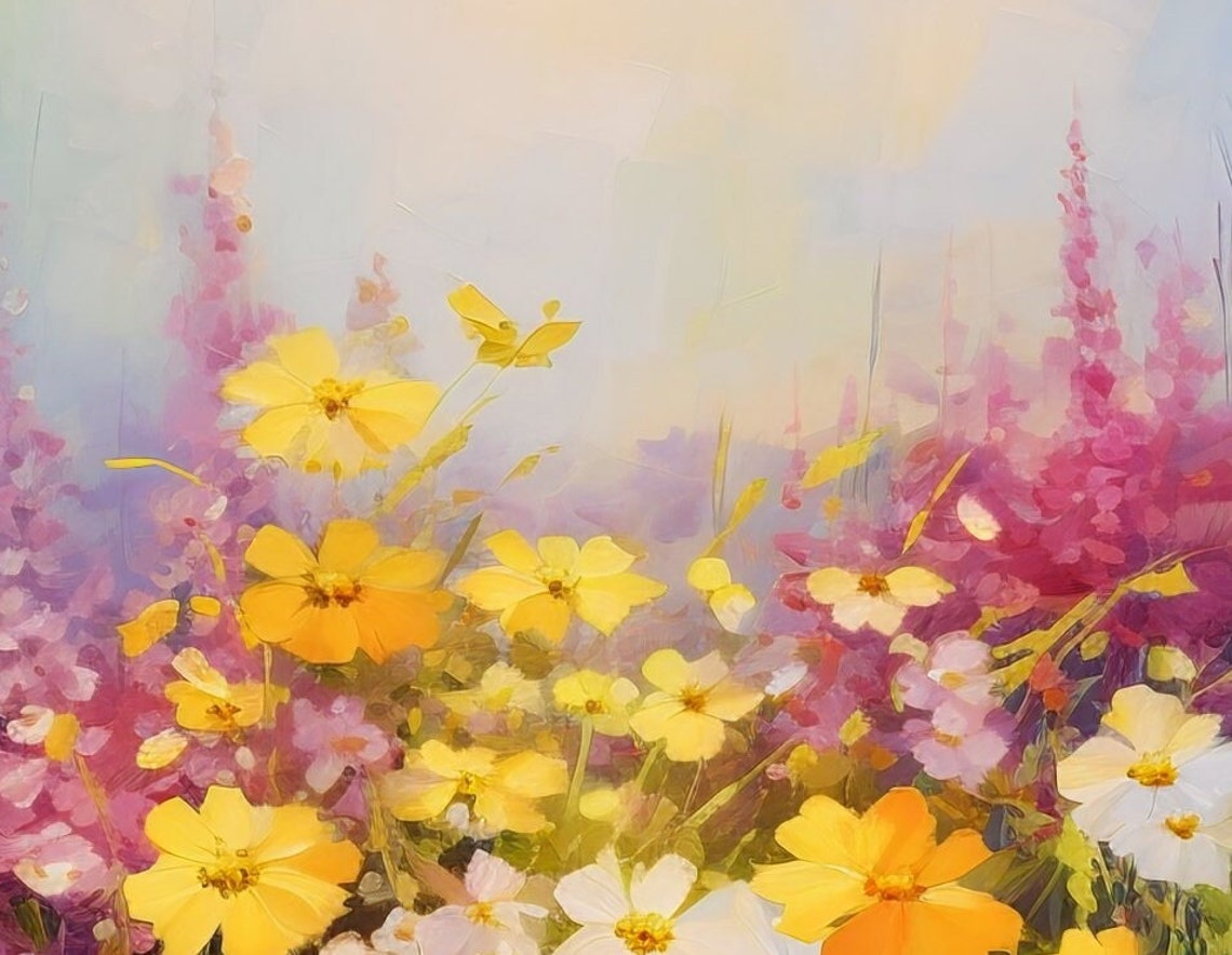 Colorful Wildflower Garden Bloom Impressionist Floral Poster - Image 3