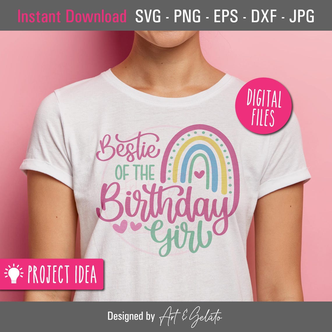 Bestie Of The Birthday Girl Svg Birthday Rainbow Svg Best Friends Shirt Happy Birthday Svg Girl Birthday Party Rainbow Boho Bestie - Image 2