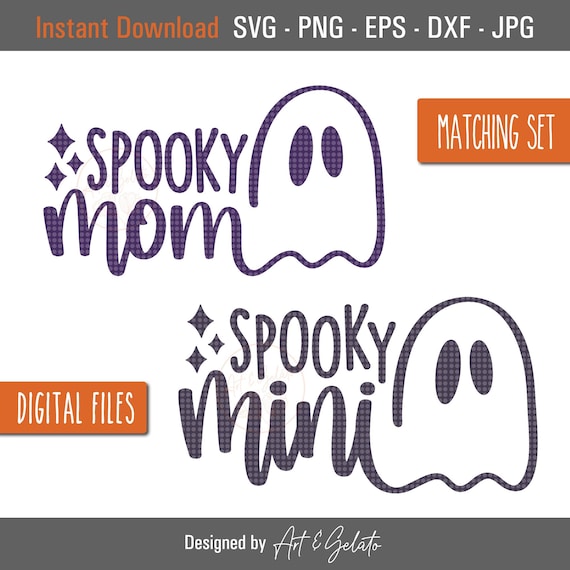 Spooky Mom and Spooky Mini Ghost Matching Halloween Party Poster