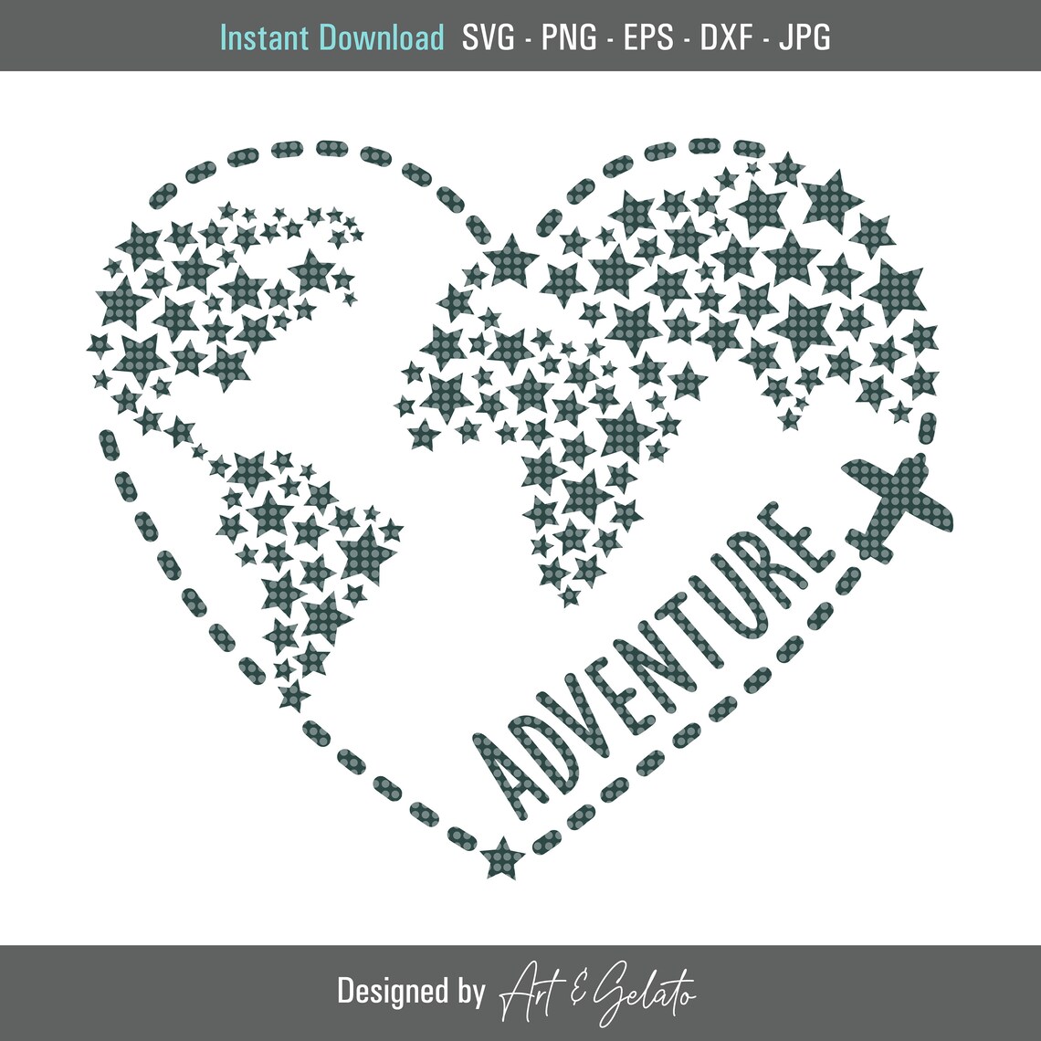 Adventure Awaits Globe and Heart Travel Poster