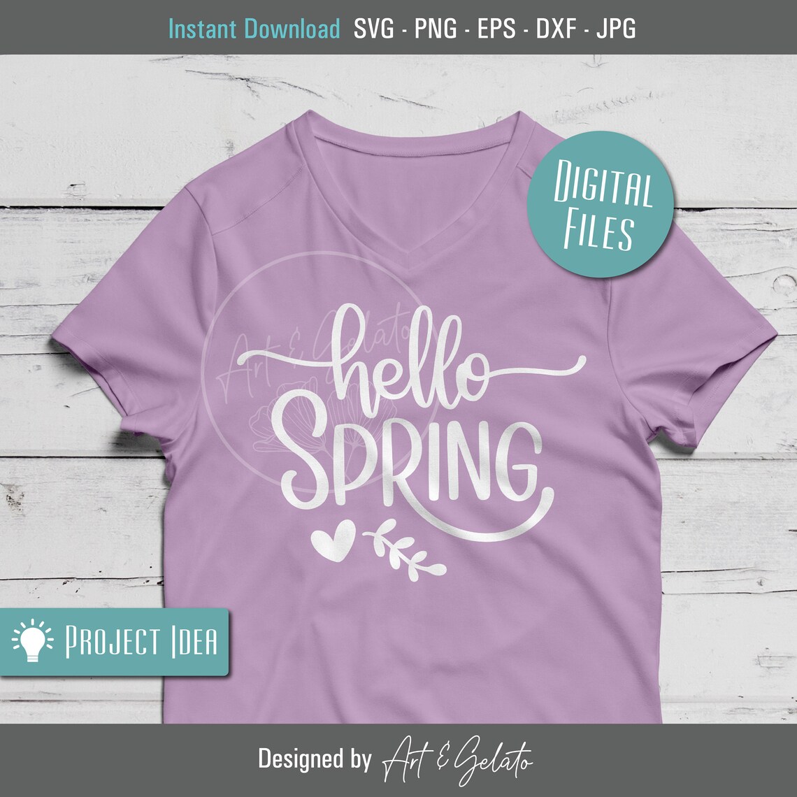 Hello Spring Welcome Sign, Round Door Decor Wall Art Print - Image 3