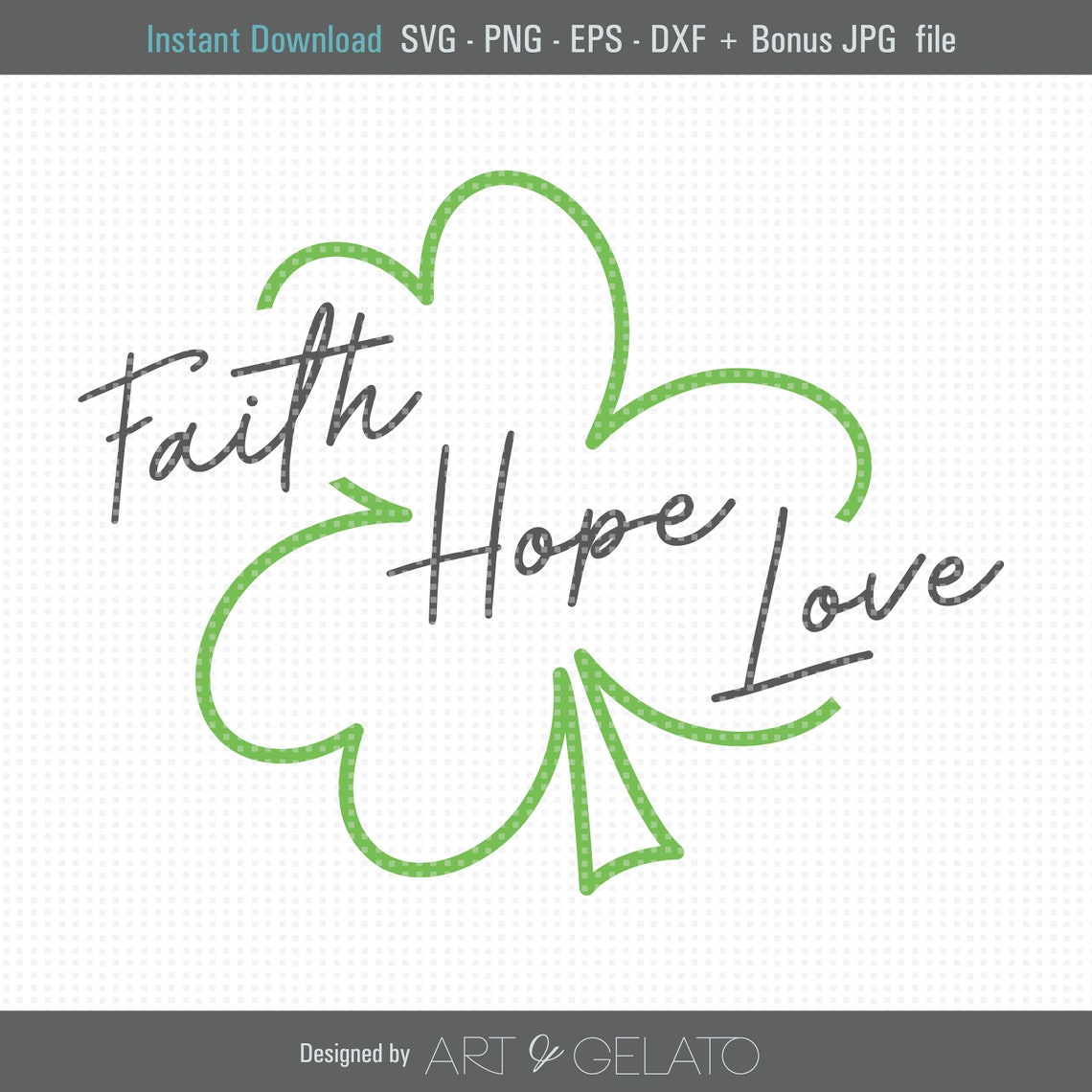 Faith Hope Love Shamrock Script Green Irish Blessings Design Poster
