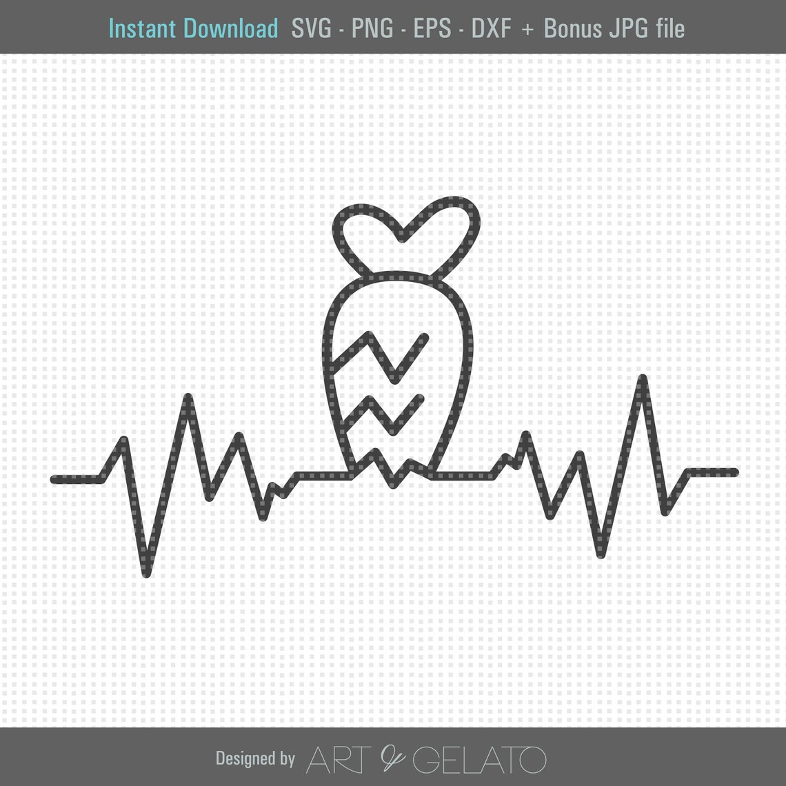Easter Carrot EKG Heartbeat Nurse Line Digital Design Poster