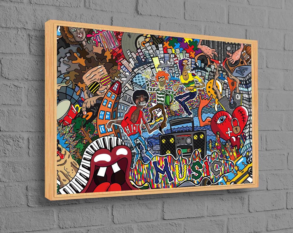 Abstract Music Artwork, Colorful Graffiti Poster Print