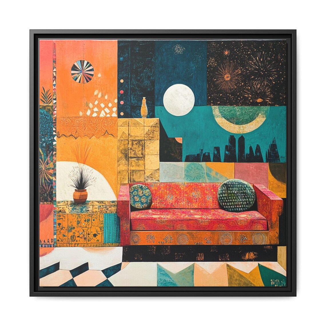 Mid Century Boho Abstract Painting, Gift for Art Lover - Image 5